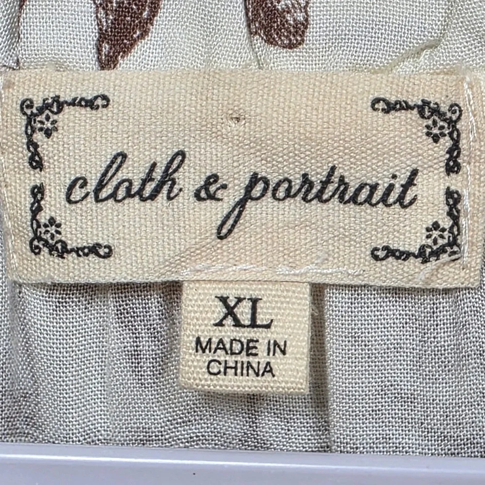 Cloth and Portrait Safari Toile Maxi Dress Sz XL Cream Leopard Tiered Jungle - Picture 9 of 12